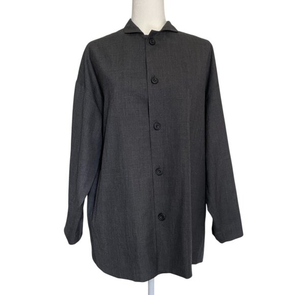 Eskandar Size 1 Grey Boxy Jacket / Tunic Top Wool Cashmere with Cotton Lining - Picture 1 of 8